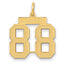 14K Yellow Gold Medium Satin Number 88 Charm with Brushed Finish