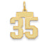 14K Gold Small Satin Number 35 Charm  Brushed Elegant Themed Pendant