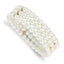 1928 Jewelry Gold-tone 6mm Ivory Cultura Imitation Pearl 3 Row Stretch Bracelet