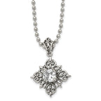 Polished Enamel & Glass Necklace in Stainless Steel, 24in