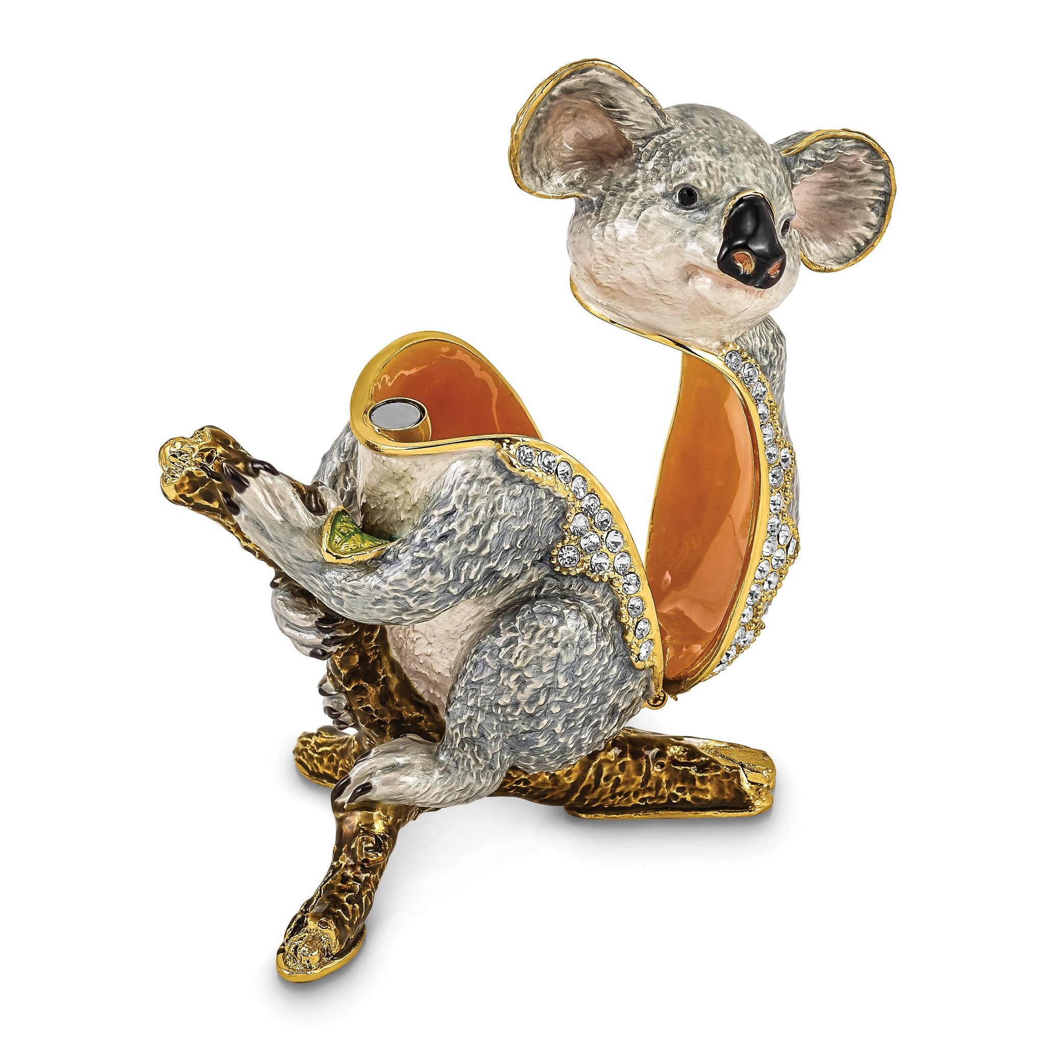 Luxury Giftware by Jere Pewter Bejeweled Crystals Gold-tone Enameled KYLE Koala Trinket Box with Matching 18 Inch Necklace Secondary image