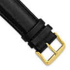 Smooth Leather Watch Band in Black with Gold-Tone Buckle, 19mm
