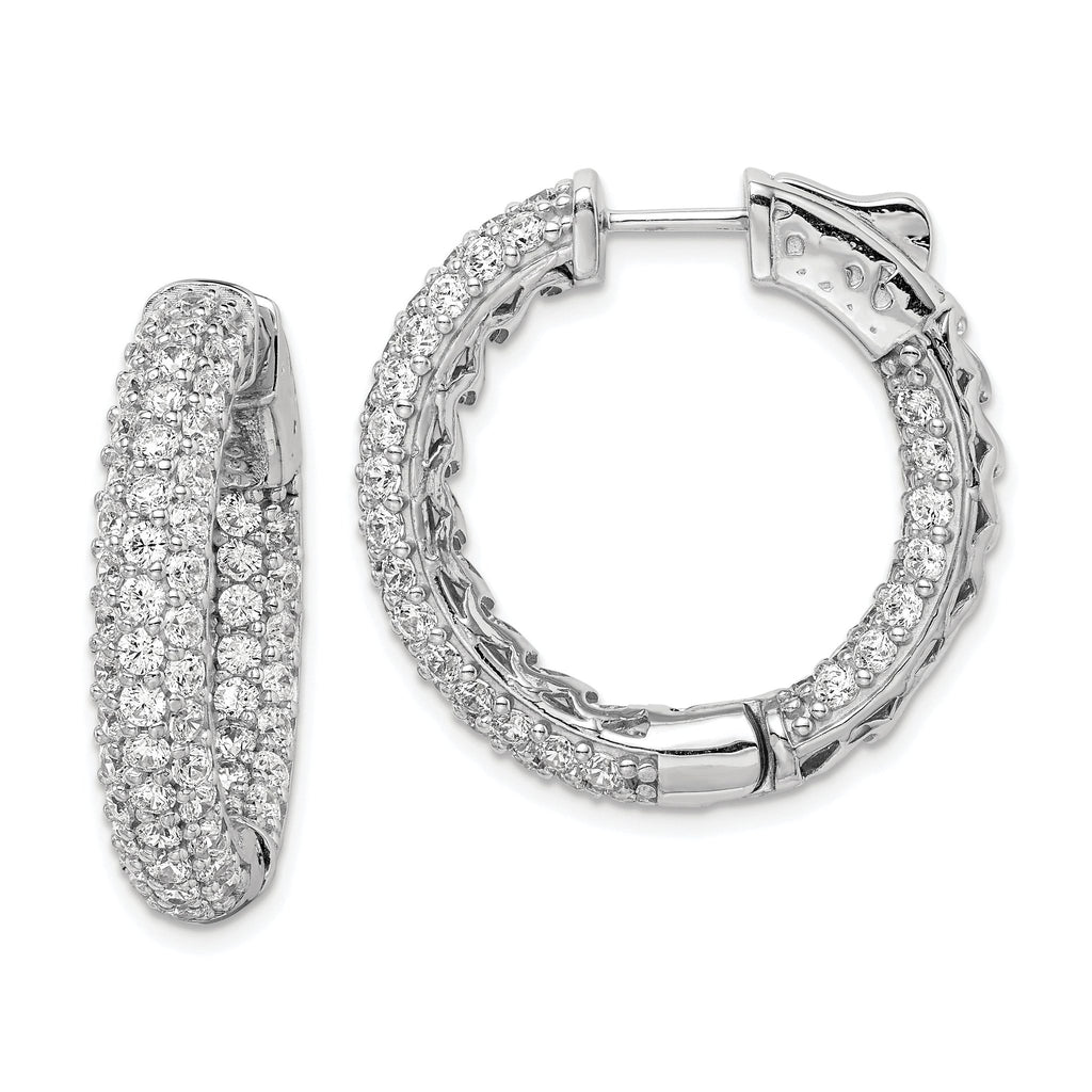Sterling Shimmer Sterling Silver Rhodium-plated 136 Stone PavÃÆÃÂ¢ÃÂ¢Ã¢â¬Å¡ÃÂ¬Ãâ¦ÃÂ¡ 2.0mm CZ In and Out Round Hinged Hoop Earrings