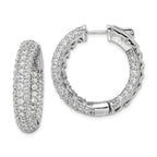 Sterling Shimmer Sterling Silver Rhodium-plated 136 Stone PavÃÆÃÂ¢ÃÂ¢Ã¢â¬Å¡ÃÂ¬Ãâ¦ÃÂ¡ 2.0mm CZ In and Out Round Hinged Hoop Earrings