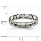 Criss-Cross CZ Wedding Band in Titanium, 4mm