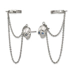 Stainless Steel Polished Blue Cubic Zirconia Drop Dangle Earrings for Women