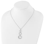 Sterling Silver Diamond Swirl Necklace with Rhodium Plating and Extender