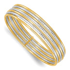 14K Two-tone Diamond-cut 7 Layer Slip on Bangle