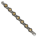 Stainless Steel Antiqued and Polished with Gold Tin Epoxy Resin Link Bracelet for Men
