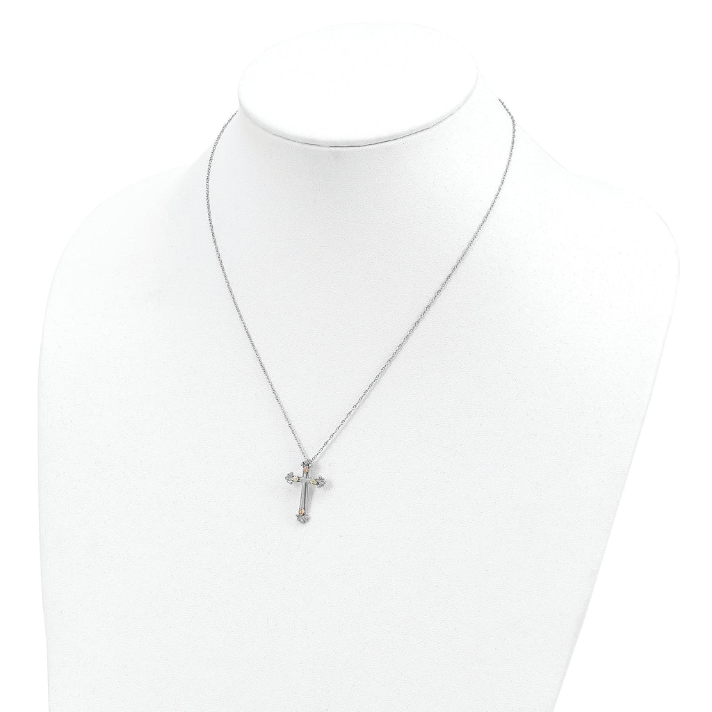 Landstrom's Sterling Silver Necklace with 12K Gold Cross Elegant Design