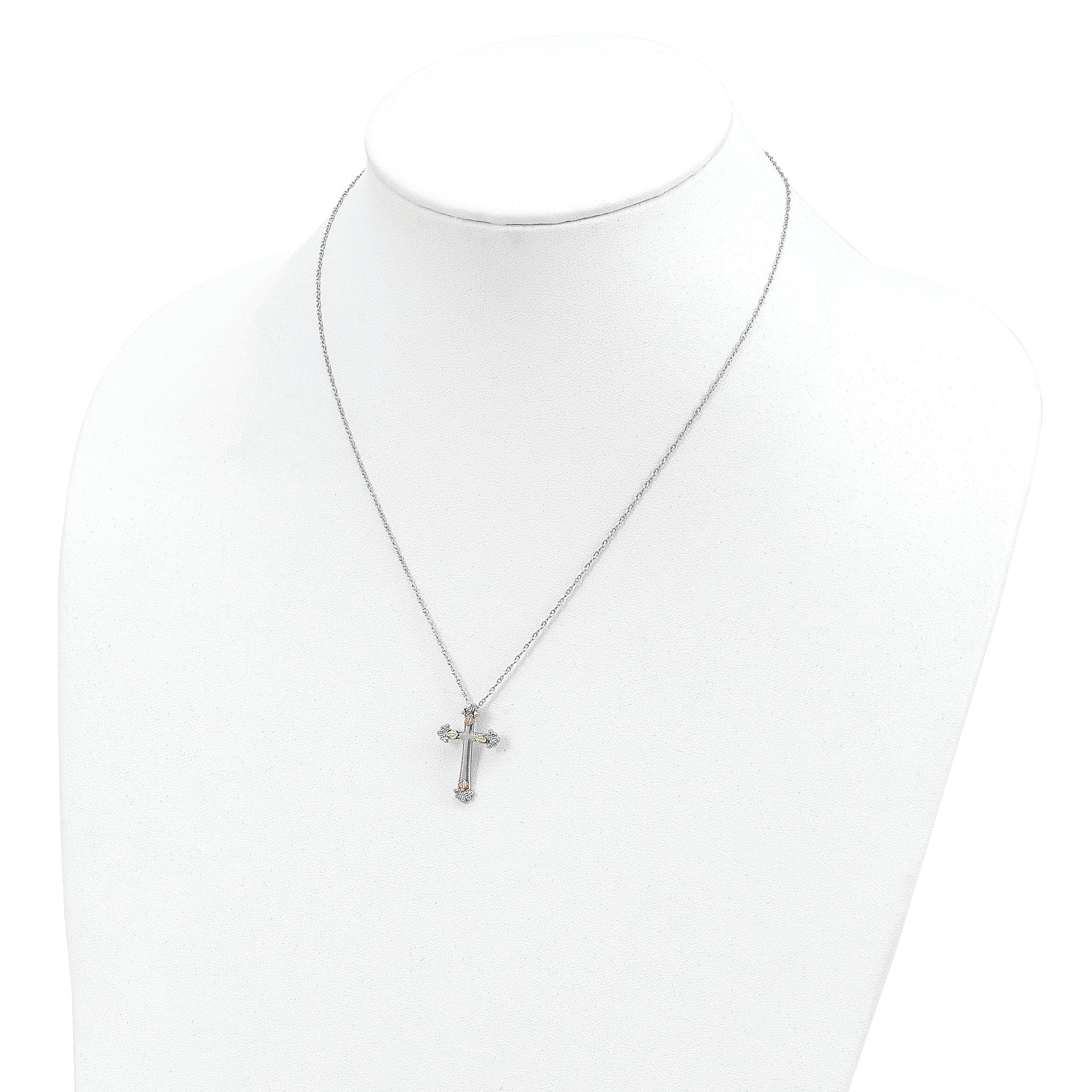 Landstrom's Sterling Silver Necklace with 12K Gold Cross Elegant Design