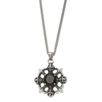 Stainless Steel Men's Necklace with Black CZ Skulls & Fleur de Lis
