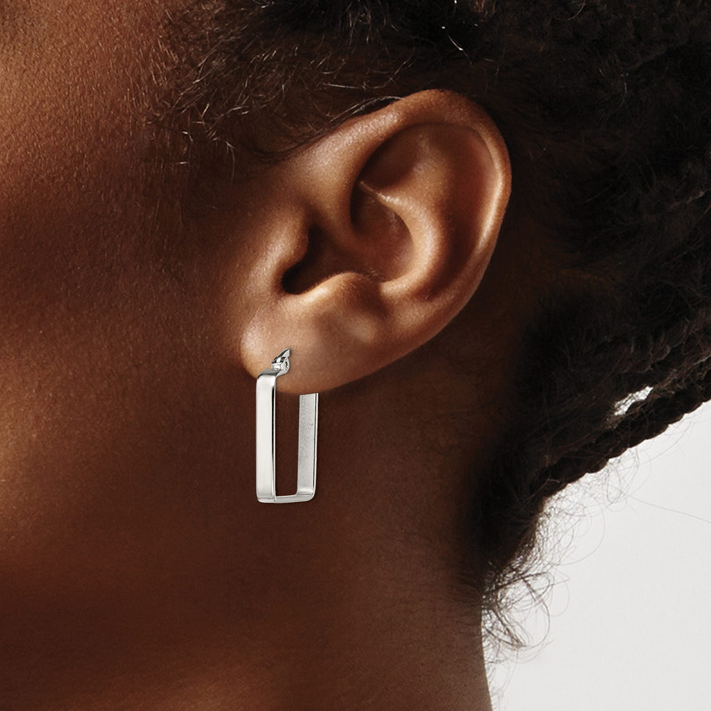 Stainless Steel Polished Square Hoop Earrings for Women