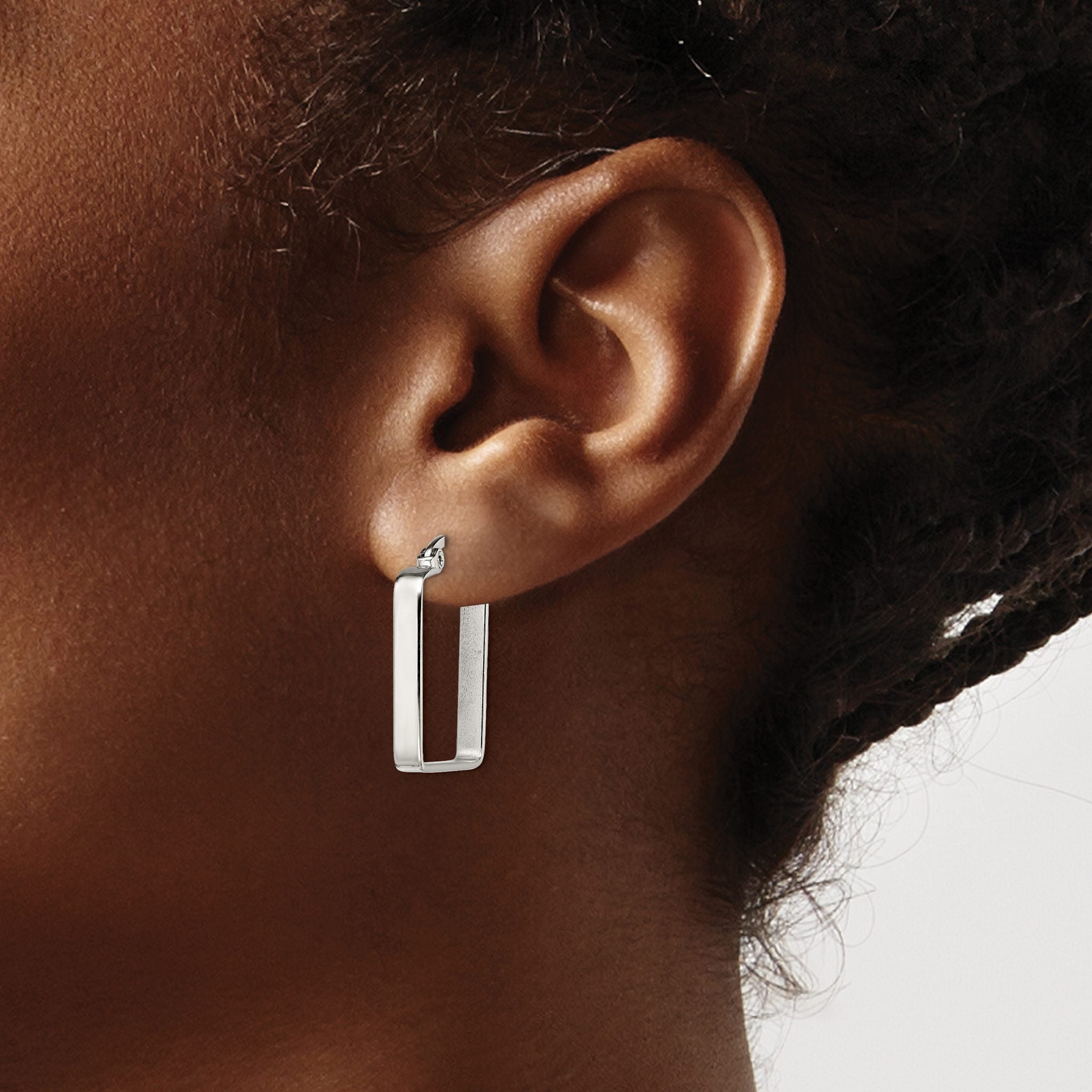 Stainless Steel Polished Square Hoop Earrings for Women