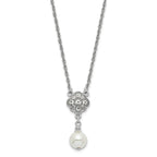 1928 Silver-tone Crystal and Imitation Pearl 16in With  3in ext. Necklace