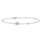 Sterling Silver Rhodium-plated CZ Turtle 9 inch Plus 2 inch Extender - Total 11 inch Anklet