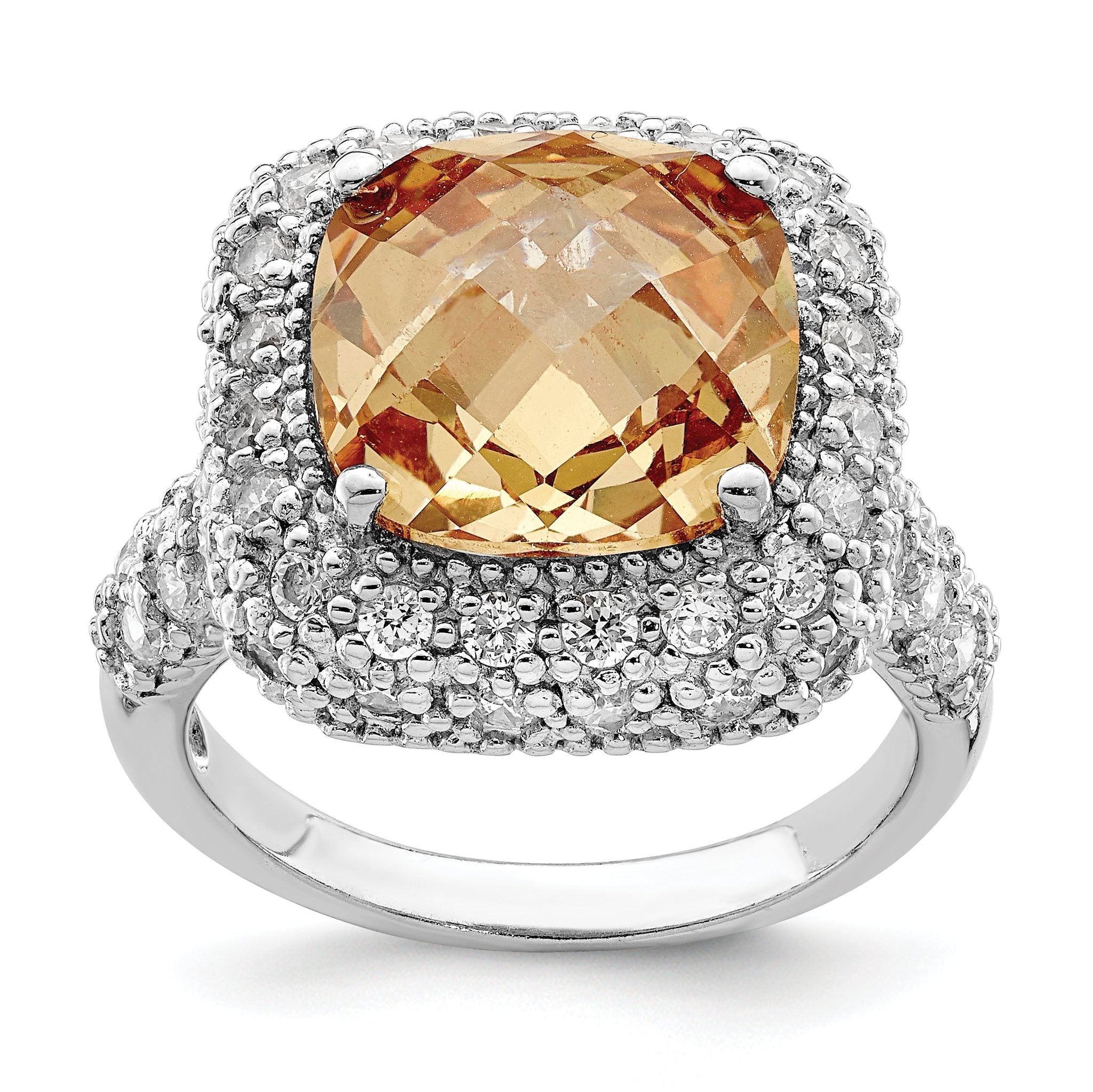 Sterling Silver Champagne & Clear CZ Ring Main image