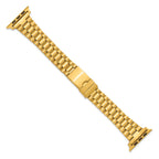 for Apple 42/44/45mm Smart Watch Long President-Style Gold IP-plated Stainless Steel 7.4 inch Watch Band with Stainless Steel Adapters