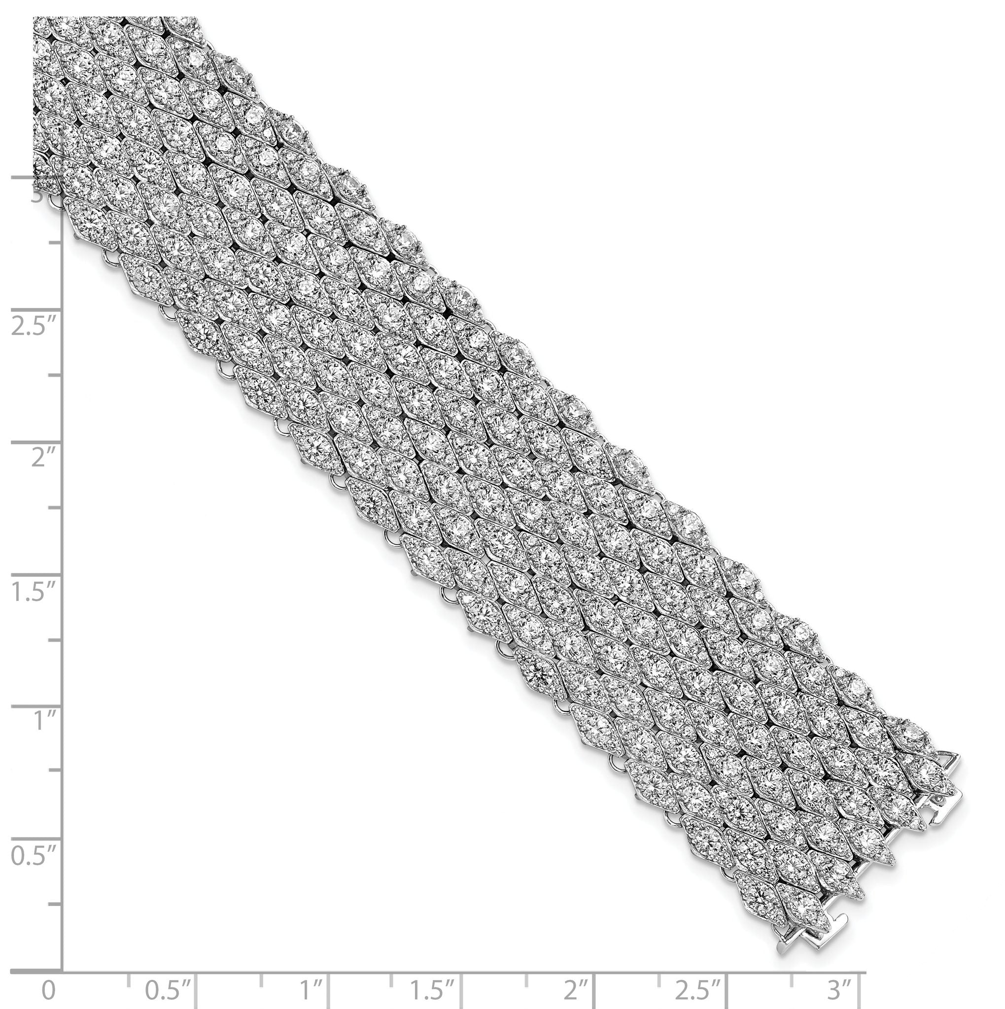 Sterling Shimmer Sterling Silver Rhodium-plated 6.75 inch 759 Stone CZ Mesh Bracelet