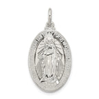 Sterling Silver 925 Miraculous Medal Pendant with Polished 3D Design