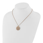 Rose-Tone Textured Circle Necklace in Stainless Steel