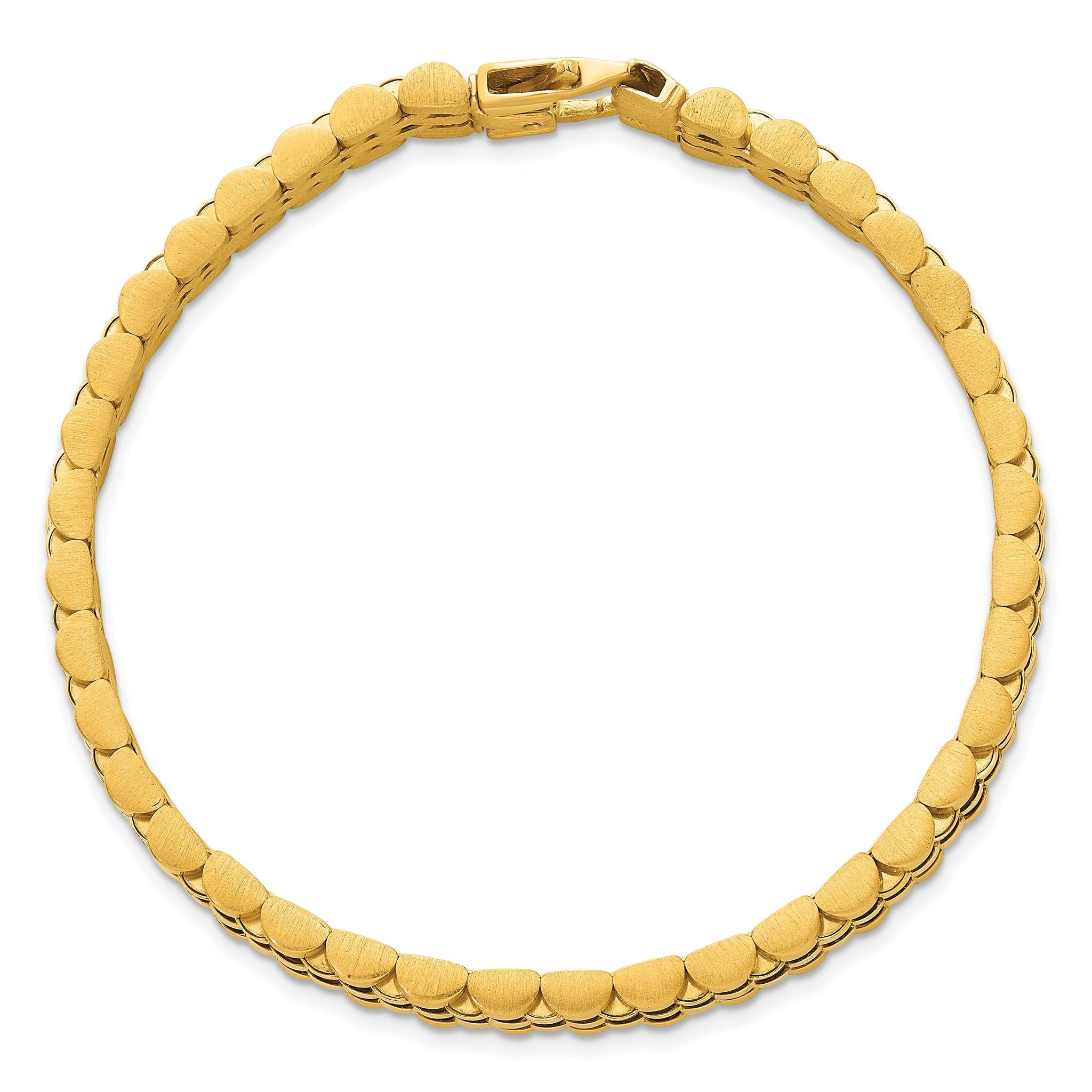 14k Brushed and Polished 10mm Fancy Link 8.5 inch Mens Bracelet
