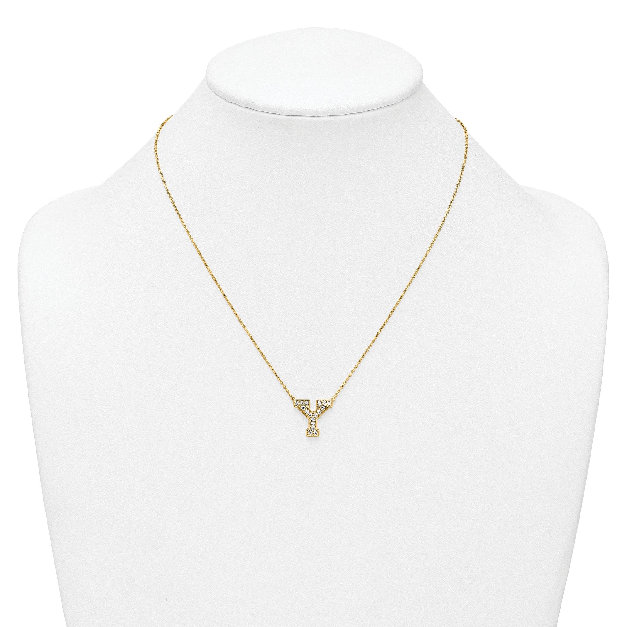 14k 3/8 carat Lab Grown Diamond VS+ F+ Complete Letter Y 18 inch Initial Necklace