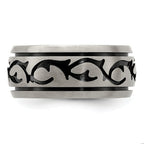 Black & Grey Brushed Wedding Band in Titanium, 10mm