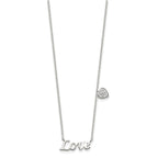 Sterling Silver Rhodium-plated Polished LOVE with CZ Heart Necklace