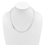 Sterling Silver Rhodium-plated Plastic Imitation Pearl 19.75 inch with 1 inch extender Rosary Themed Necklace