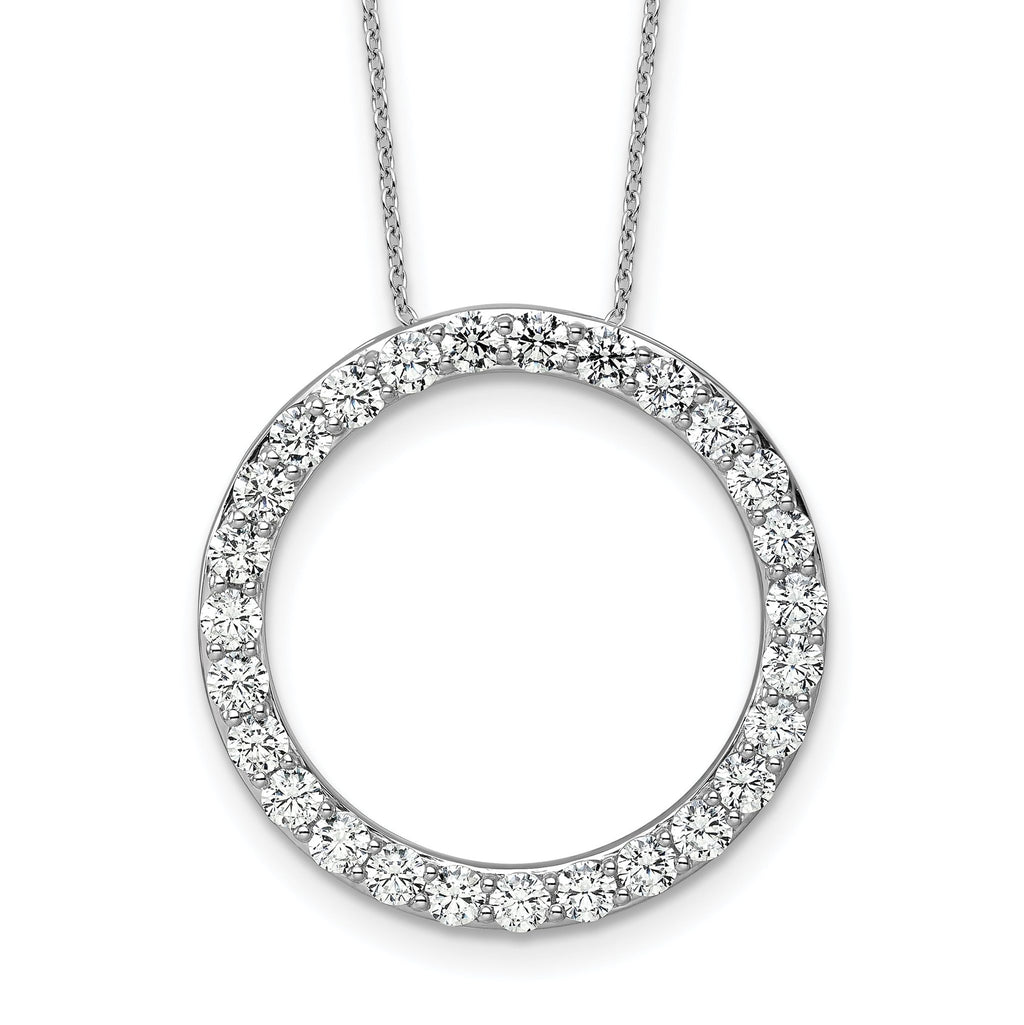14k White Gold 3 carat Lab Grown Diamond VS/SI+ G+ Complete 18 inch Circle Slide Necklace