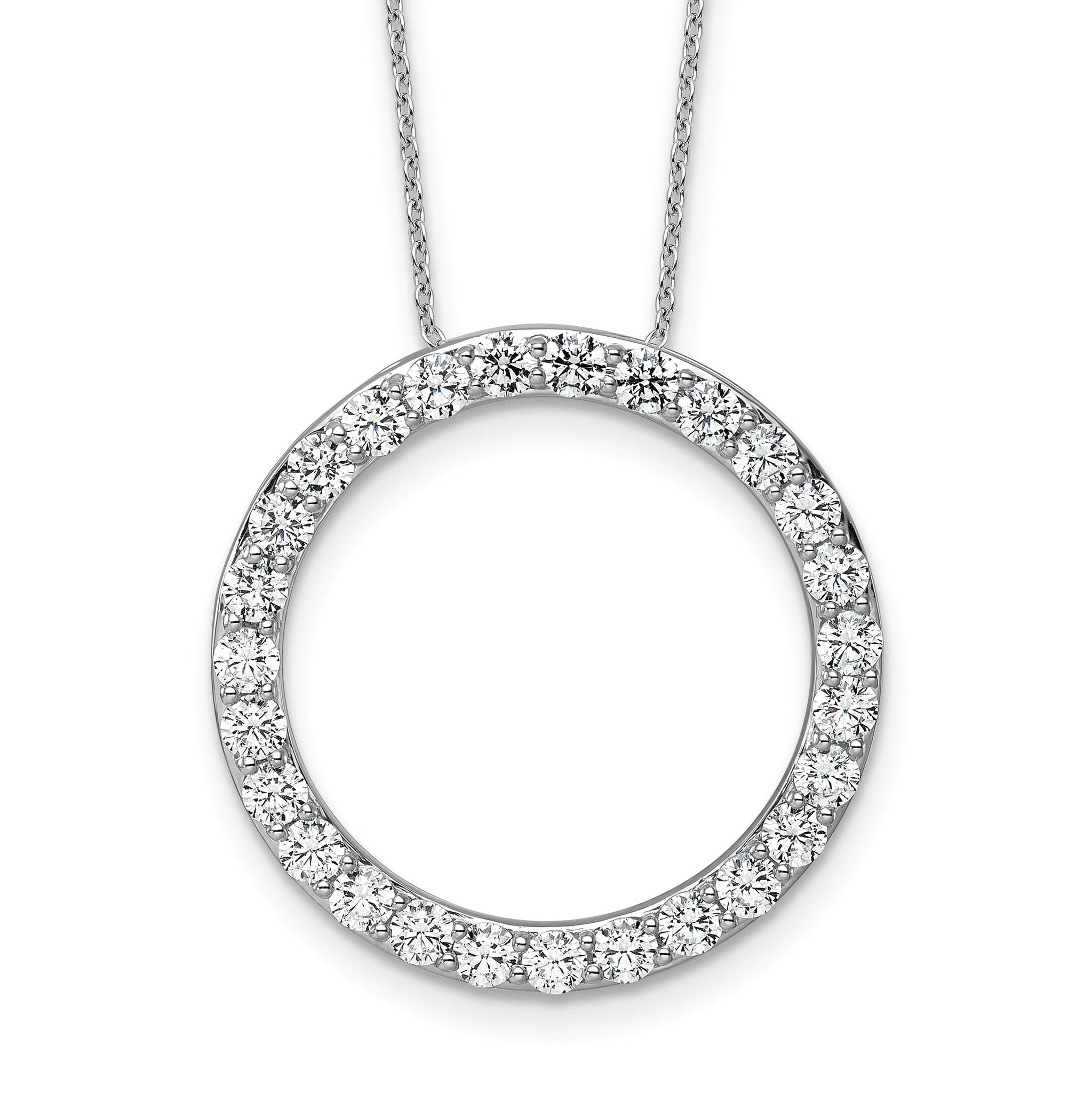 14k White Gold 3 carat Lab Grown Diamond VS/SI+ G+ Complete 18 inch Circle Slide Necklace