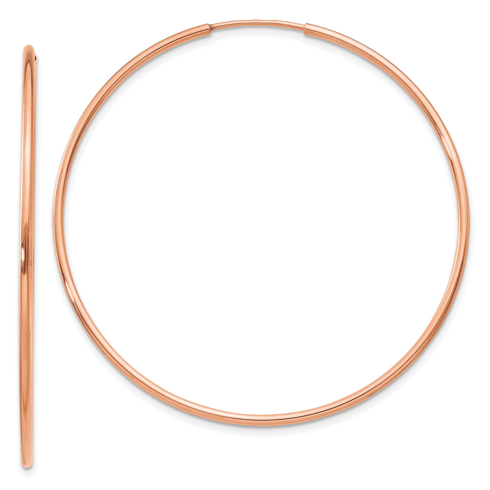 14k Rose Gold 1.2mm Polished Endless Hoop Earrings Main image