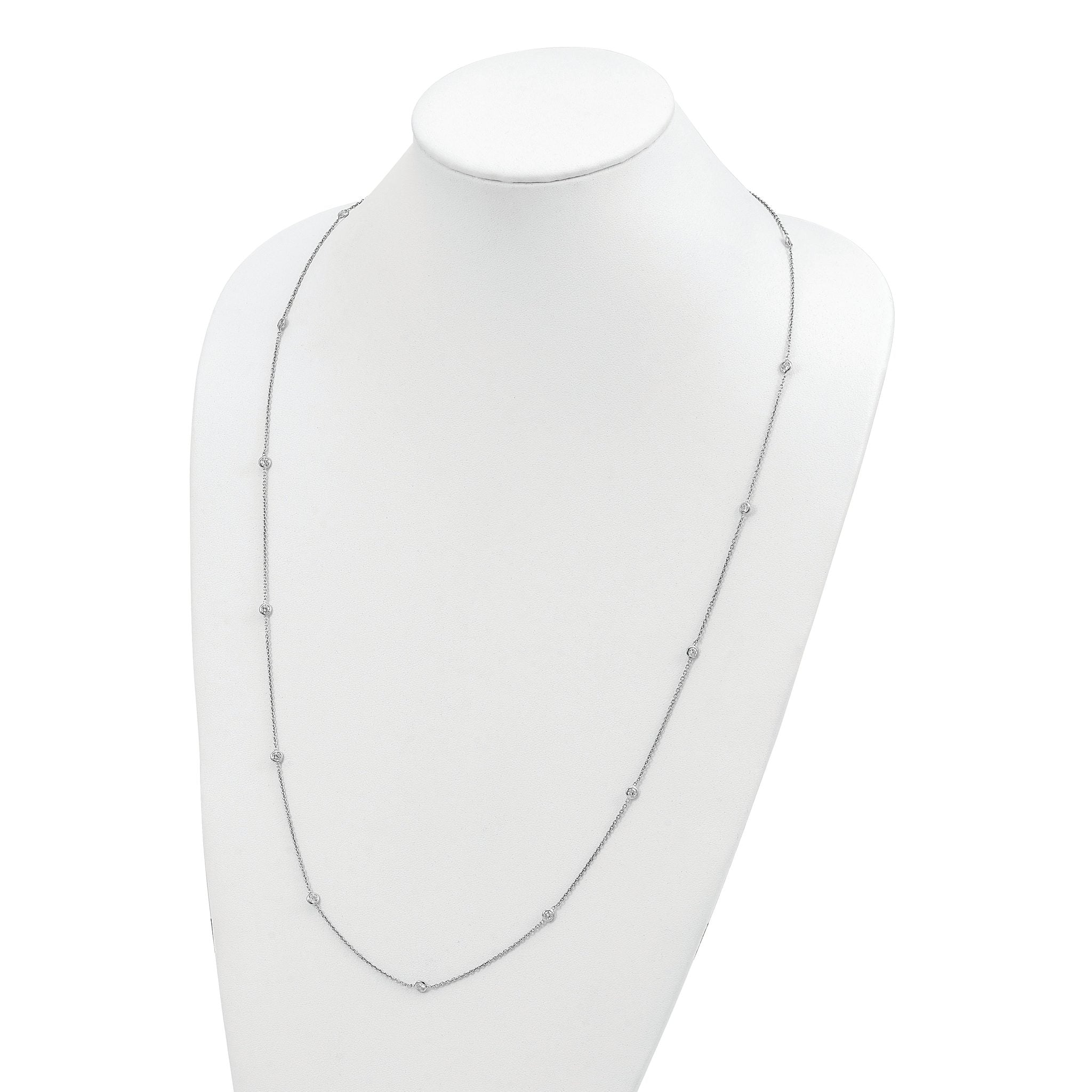 Sterling Silver Rhodium-plated CZ 15-Station Necklace Secondary image