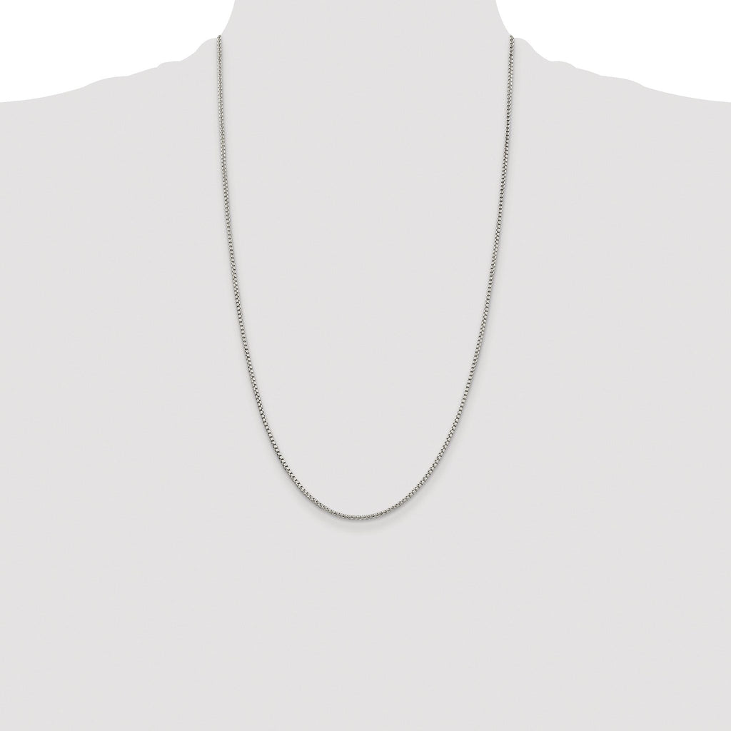 Round Box Chain Necklace in Sterling Silver, 1.75mm
