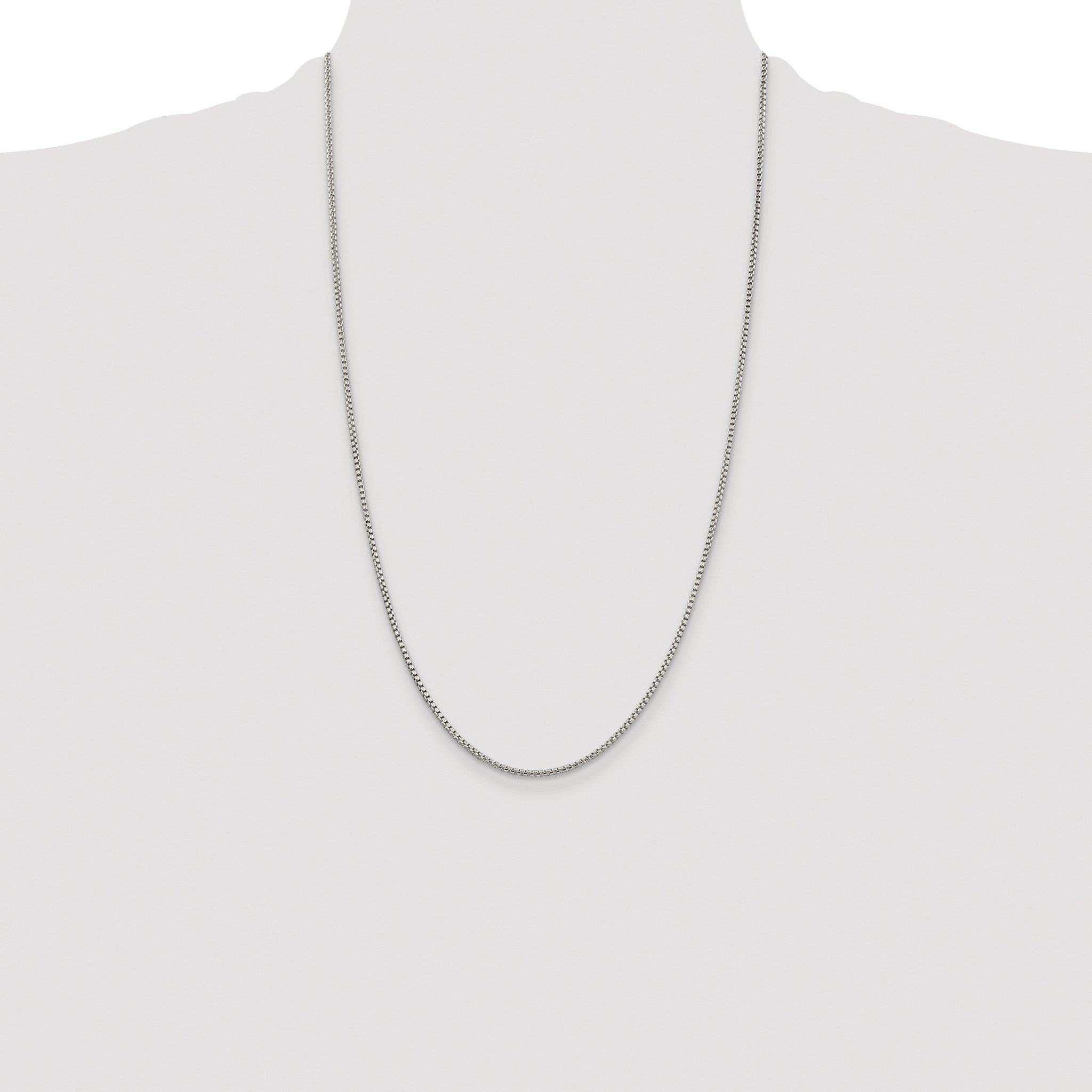 Round Box Chain Necklace in Sterling Silver, 1.75mm