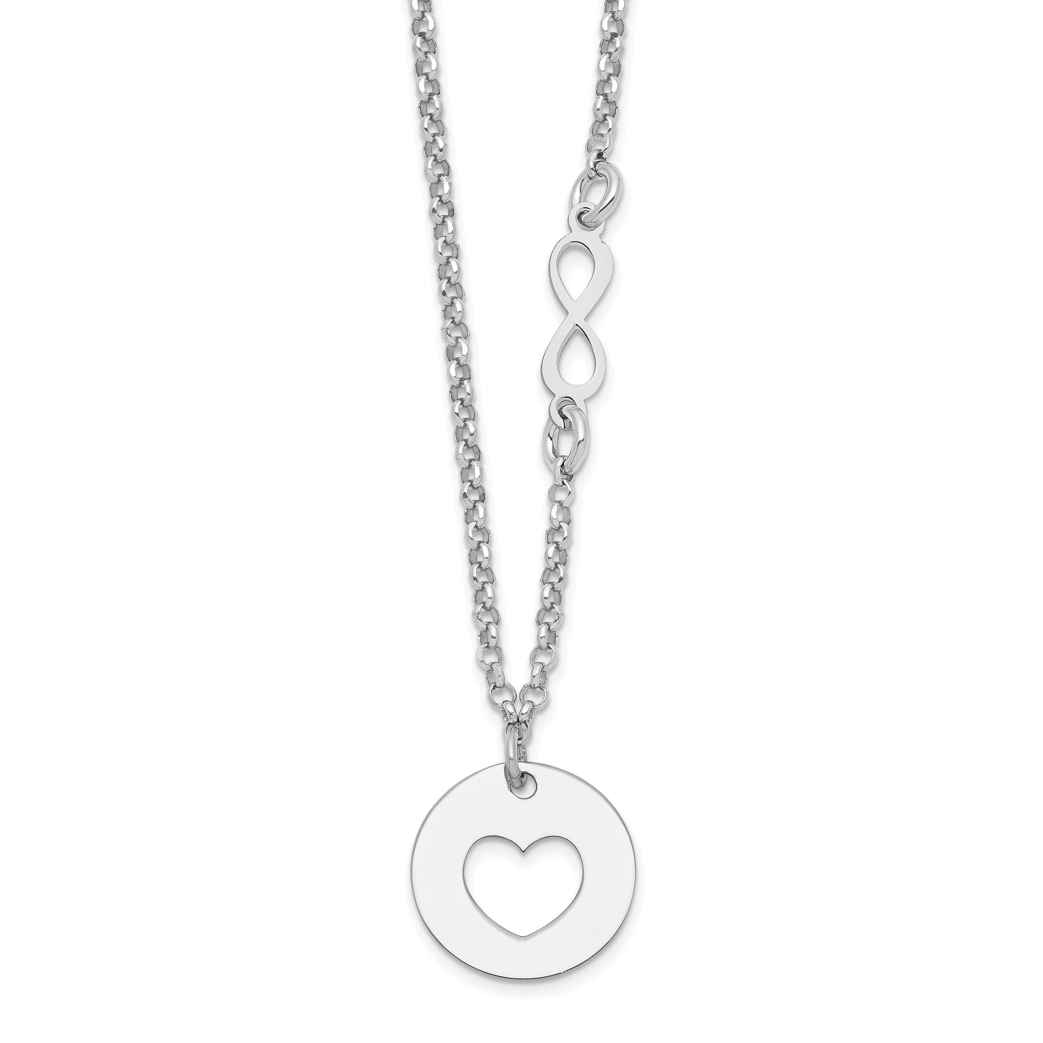 Sterling Silver Rhodium-plated Heart and Infinity w/1 in Ext Necklace Main image