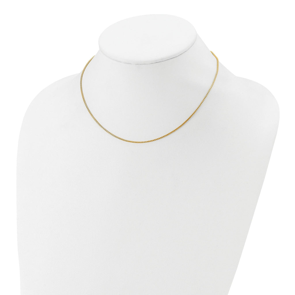 Sterling Silver Gold-plated 1.2mm Round Box 1in+1in Adj. Chain