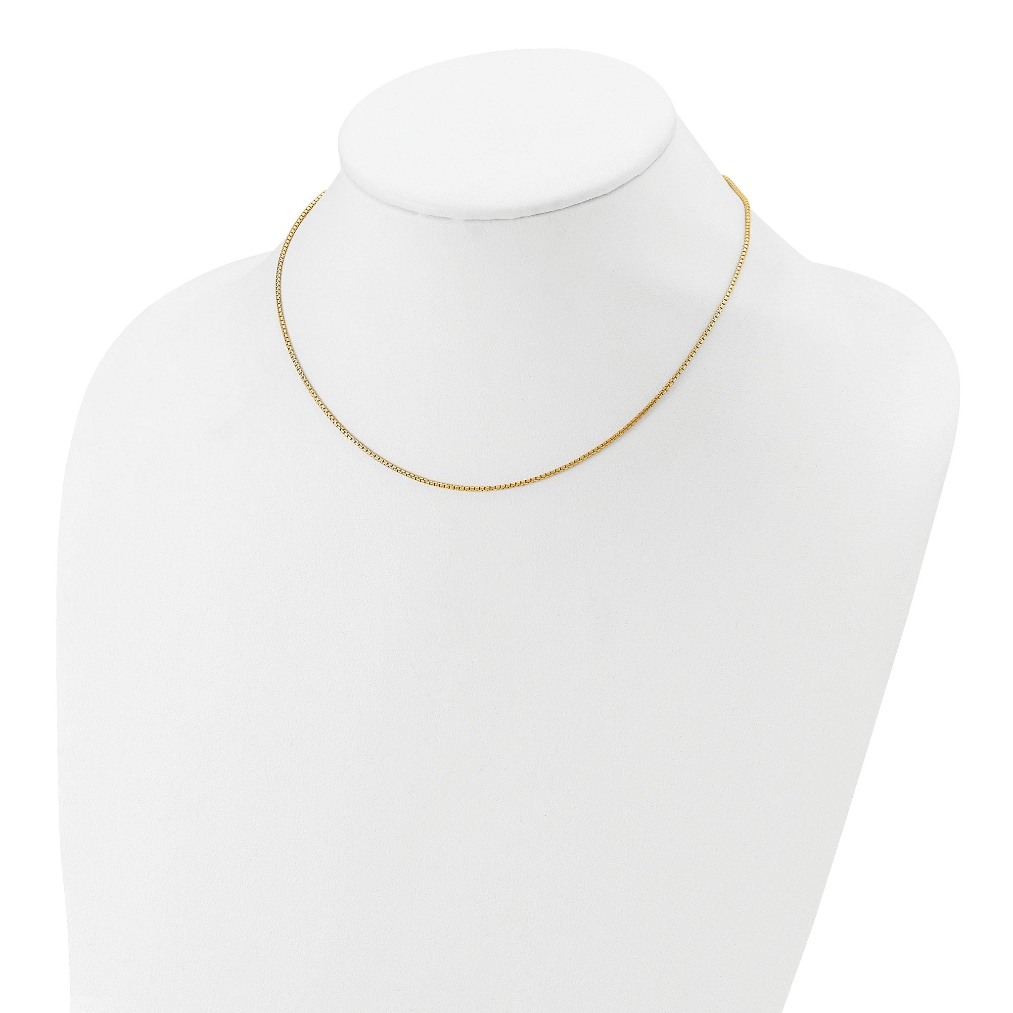 Sterling Silver Gold-plated 1.2mm Round Box 1in+1in Adj. Chain