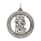 Sterling Silver Antiqued St. Christopher Pendant Solid Die-Struck Vintage Charm