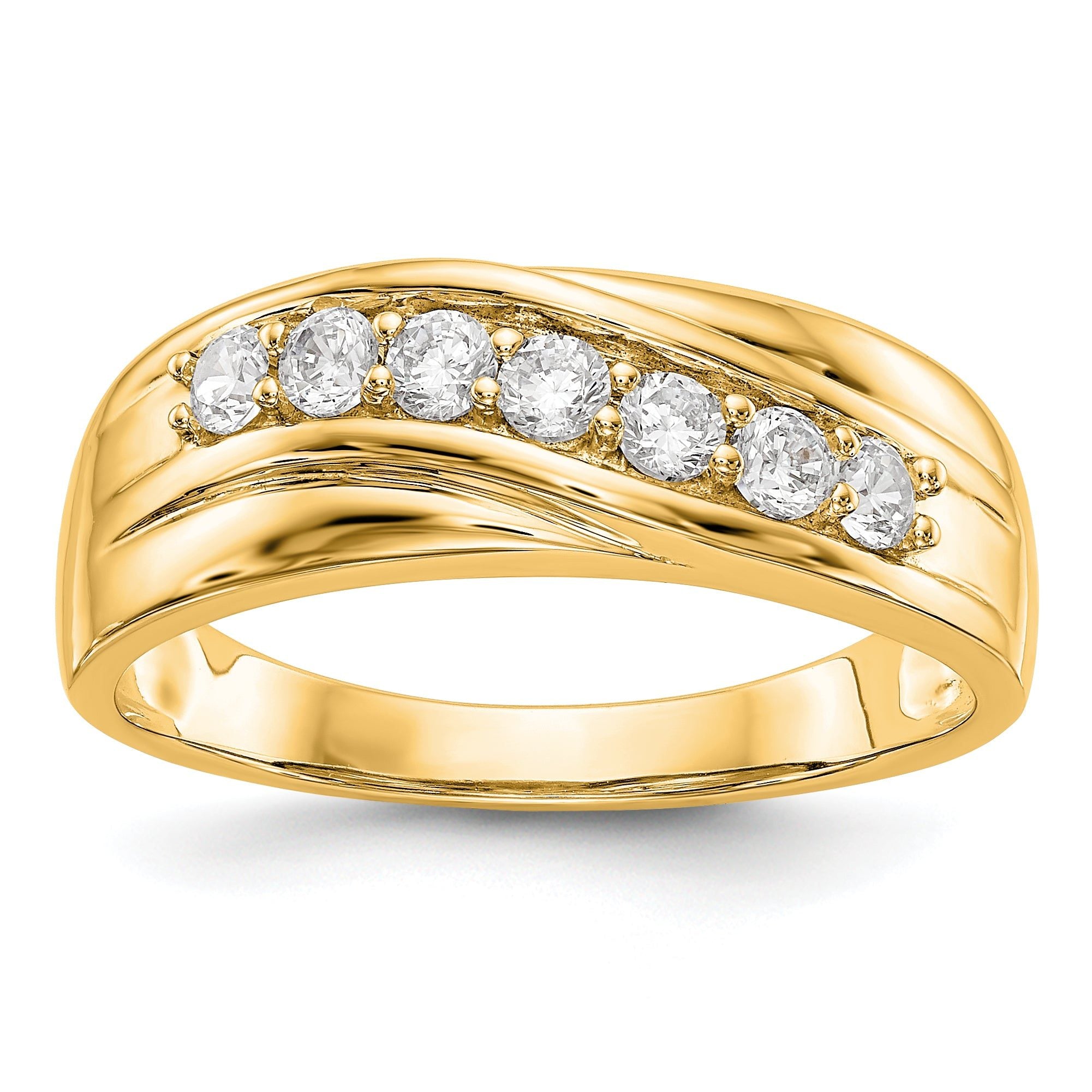 14K Yellow Gold 7-Stone 1/2 carat Diamond Complete Men's Band Main image