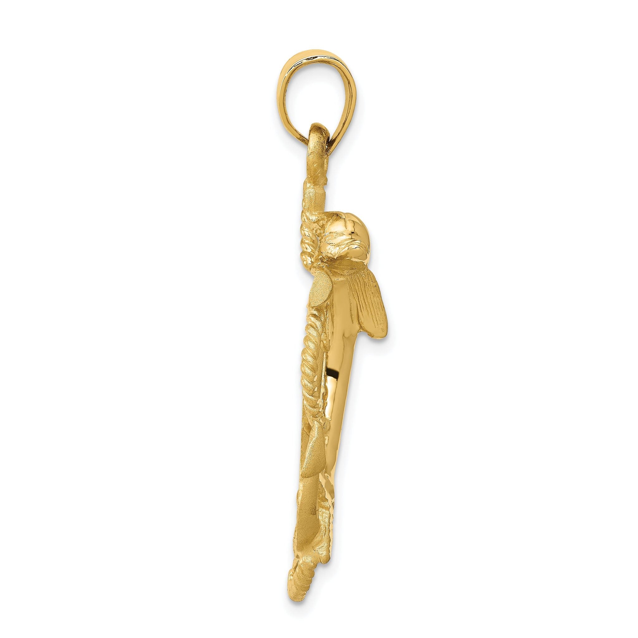 14K Gold Dolphin on Anchor Charm for Men Solid Cast Design Secondary image