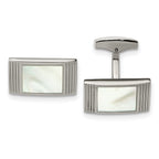 Mother of Pearl Rectangle Cufflinks in Stainless Steel