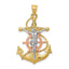 14K Tri-Color Gold Mariners Cross Pendant for Men  Solid, Casted Design