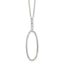 Sterling Silver E-coated CZ Oval Dangle 17.75in Necklace
