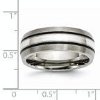 Grooved Inlay Wedding Band in Titanium & Sterling Silver, 8mm