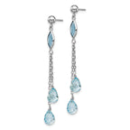 14k White Gold Blue Topaz Dangle Earrings