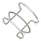 Stainless Steel Polished Beaded Cuff Bangle Bracelet for Women