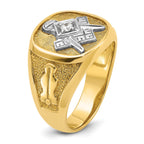 14k with White Rhodium Men's Polished and Textured Diamond Blue Lodge Master Masonic Ring
