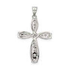 Sterling Silver CZ Cross Pendant with Rhodium Polish Elegant Design